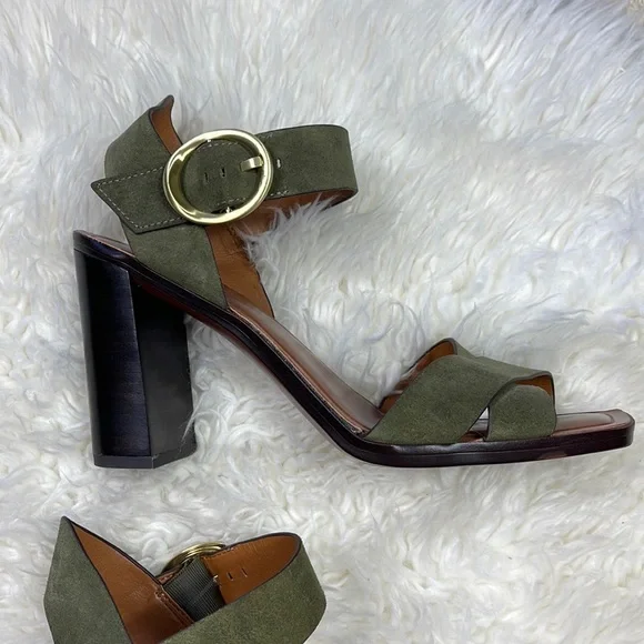 Franco Sarto Willis Green Suede Sandals - Picture 3 of 11